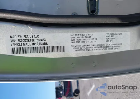 2020 Dodge Charger Police Awd из США, поврежденный, VIN 2C3CDXKT8LH255453